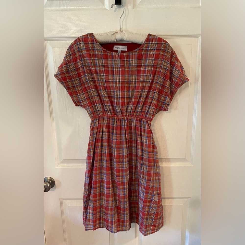 Piper and Scoot Plaid Short Sleeve Dress